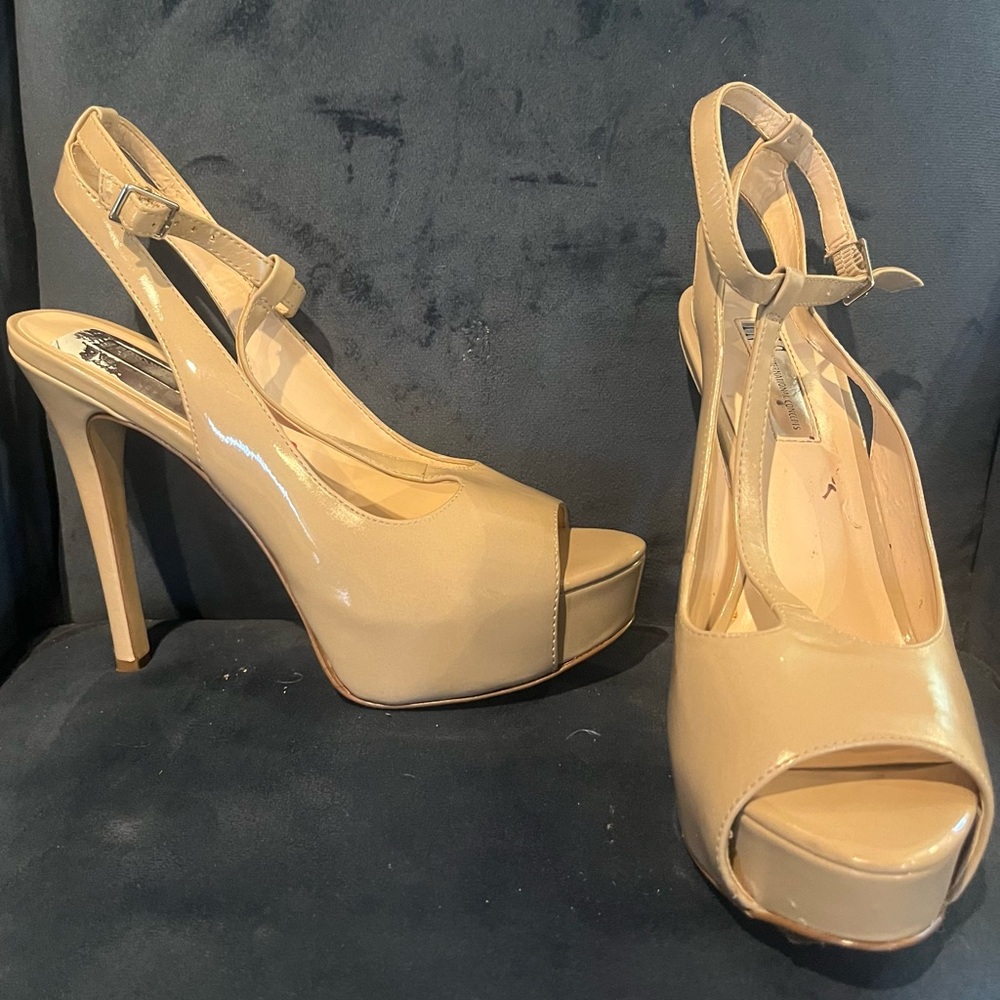 Elegant Nude Peep-Toe Heels